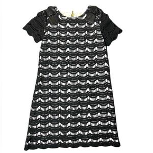 KATE SPADE Girls Lace Shift Dress Scalloped Black Back Zip Size 140 / 10Y Youth